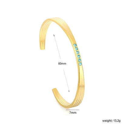 304L Stainless Steel Blue Zircon Bangle Supplier | PVD Gold Plating