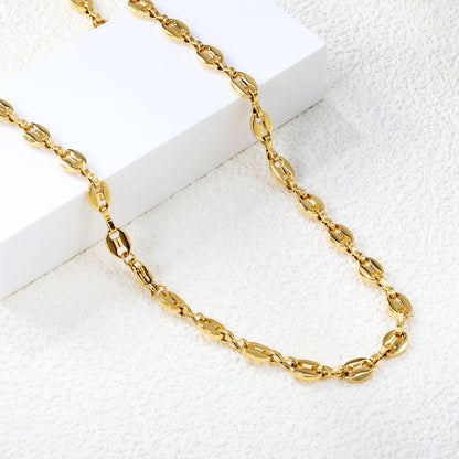 Bulk PVD Gold Minimalist Oval Link Chain Necklace Waterproof