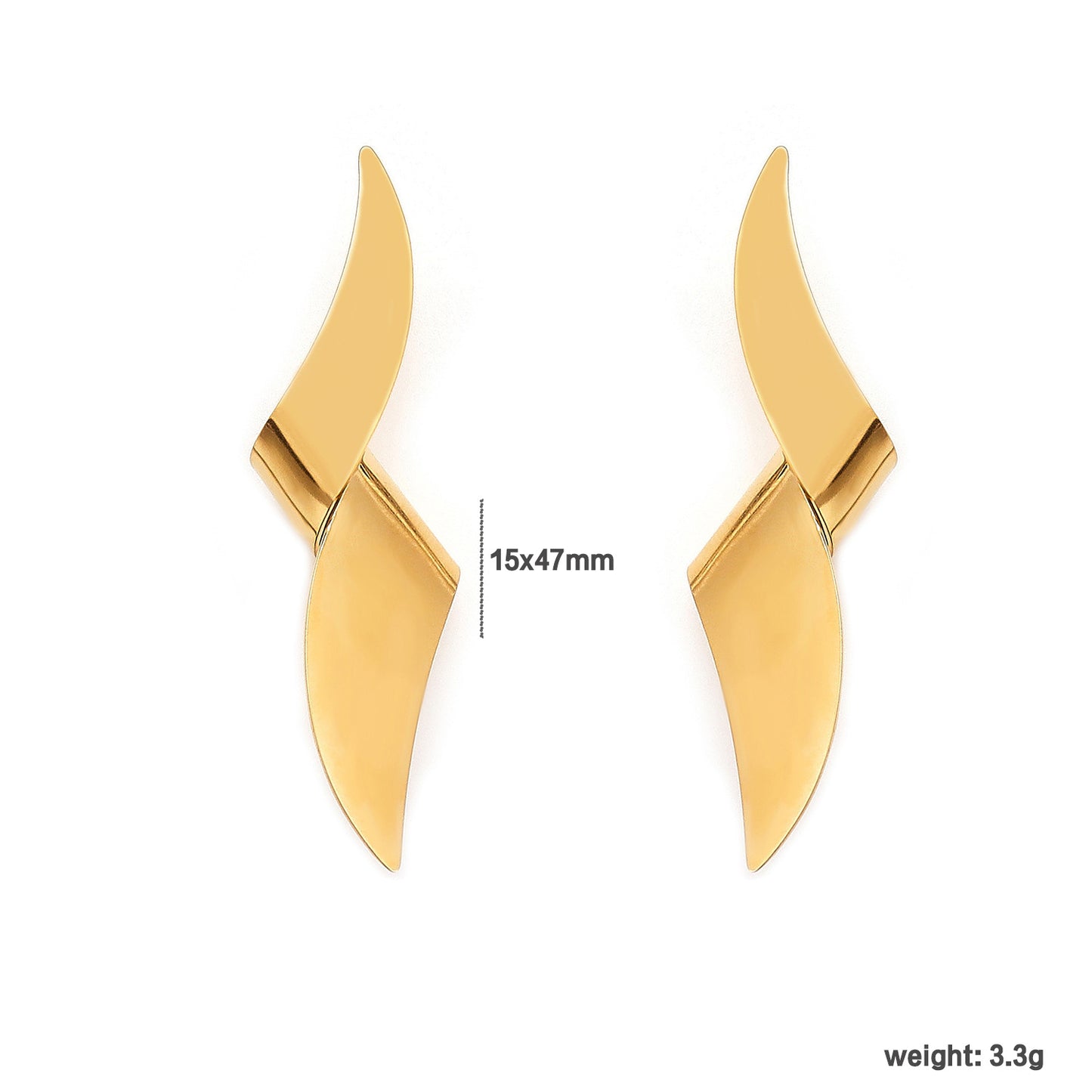 Bulk PVD Gold & Silver Sculpted Bionic Wing Stud Earrings