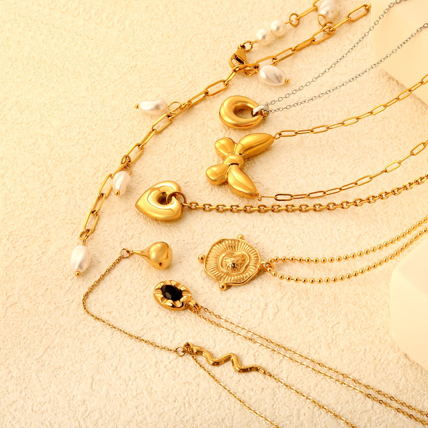 Minimalist Mixed-Metal Gold & Silver Oval Necklace Stainless Steel