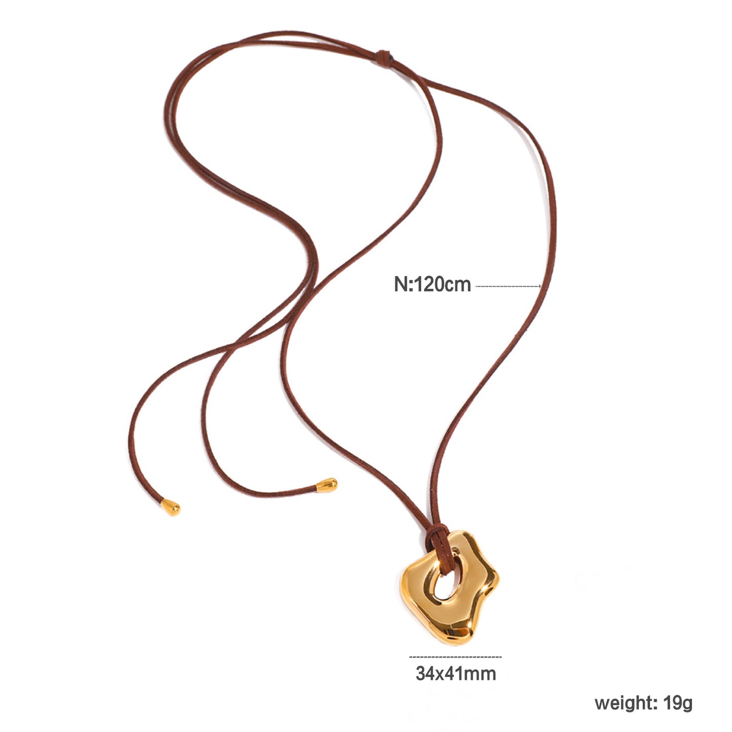 Wholesale Waterproof Leather Cord Sculpted Fluid Gold Nugget Necklace