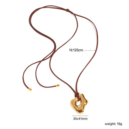 Wholesale Waterproof Leather Cord Sculpted Fluid Gold Nugget Necklace