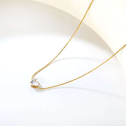 Wholesale Waterproof PVD Gold Heart Cubic Zirconia Dainty Necklace