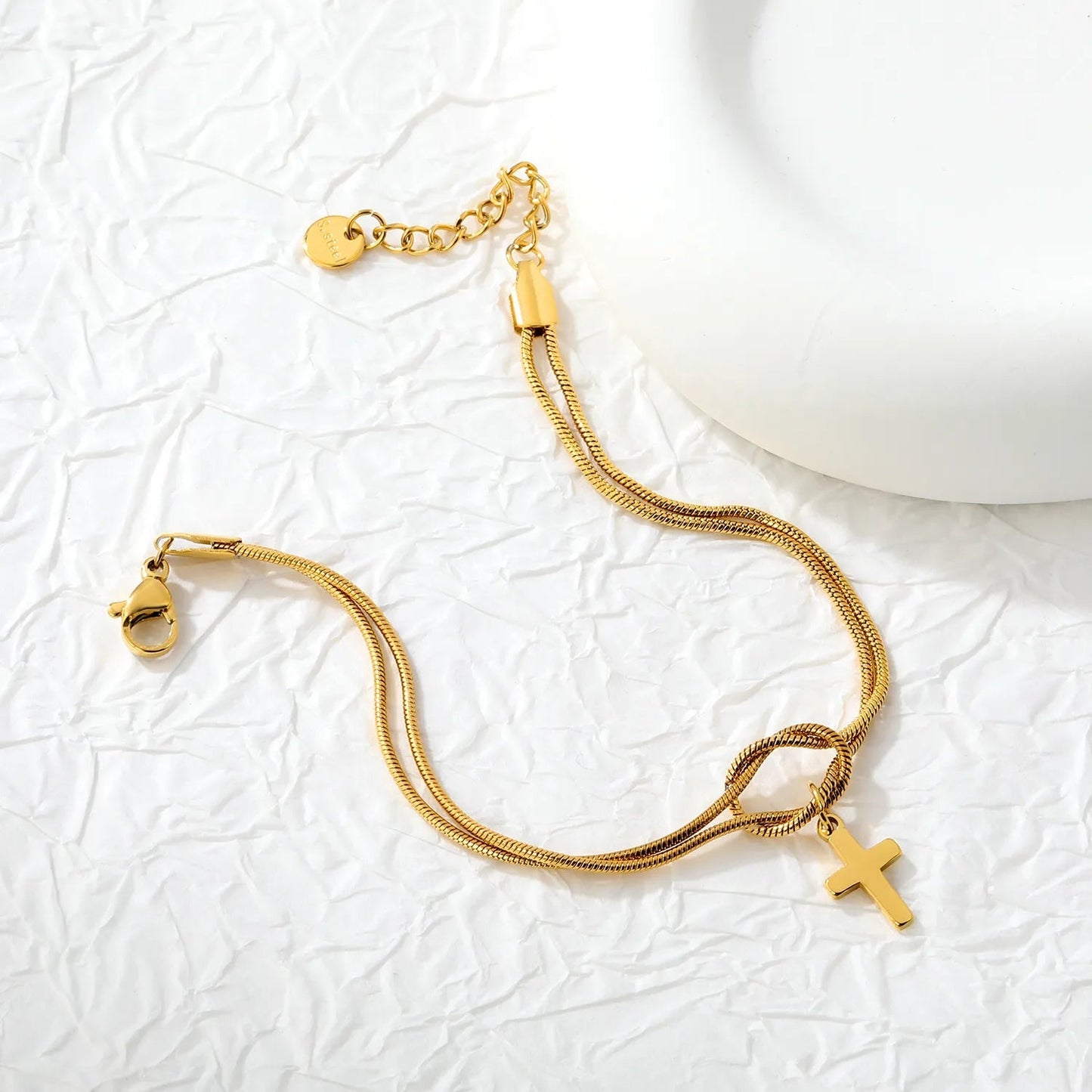 18K Gold Stainless Steel Knotted Double Snake Bracelet