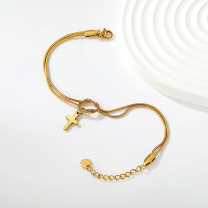 18K Gold Stainless Steel Knotted Double Snake Bracelet