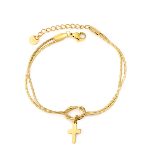 18K Gold Stainless Steel Knotted Double Snake Bracelet