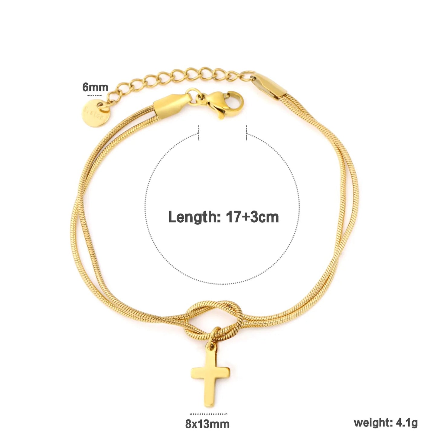 18K Gold Stainless Steel Knotted Double Snake Bracelet