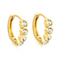 18K Gold Stainless Steel Wave CZ Pave Hoop Earrings