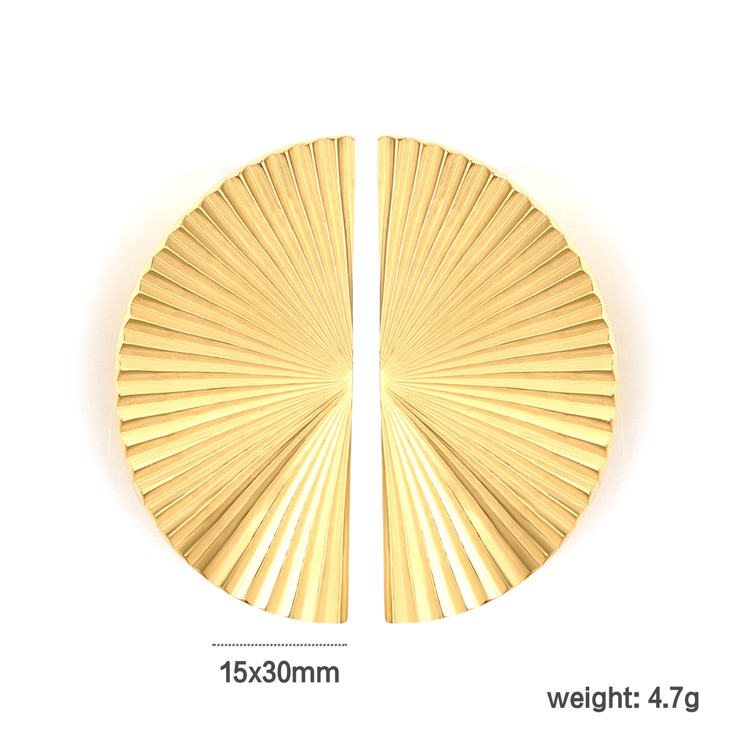 Minimalist Sunray Pleated Statement Earrings Stainless Steel Waterproof