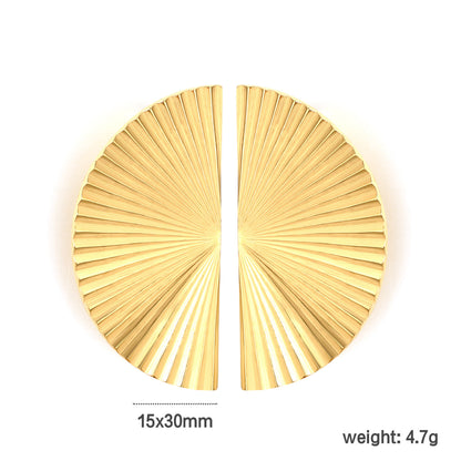 Minimalist Sunray Pleated Statement Earrings Stainless Steel Waterproof