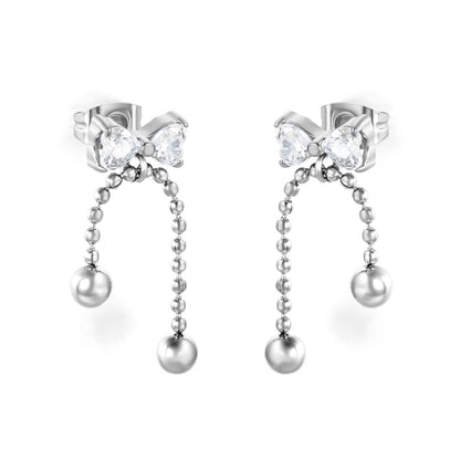 Waterproof 304L Stainless Steel Heart Earrings | Sweet Tassel Studs