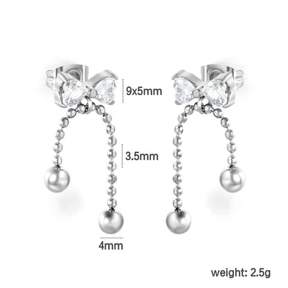 Waterproof 304L Stainless Steel Heart Earrings | Sweet Tassel Studs