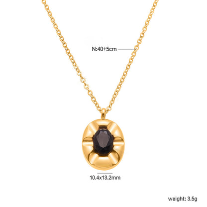 Light Luxury Black Agate Flower Necklace Stainless Steel Waterproof