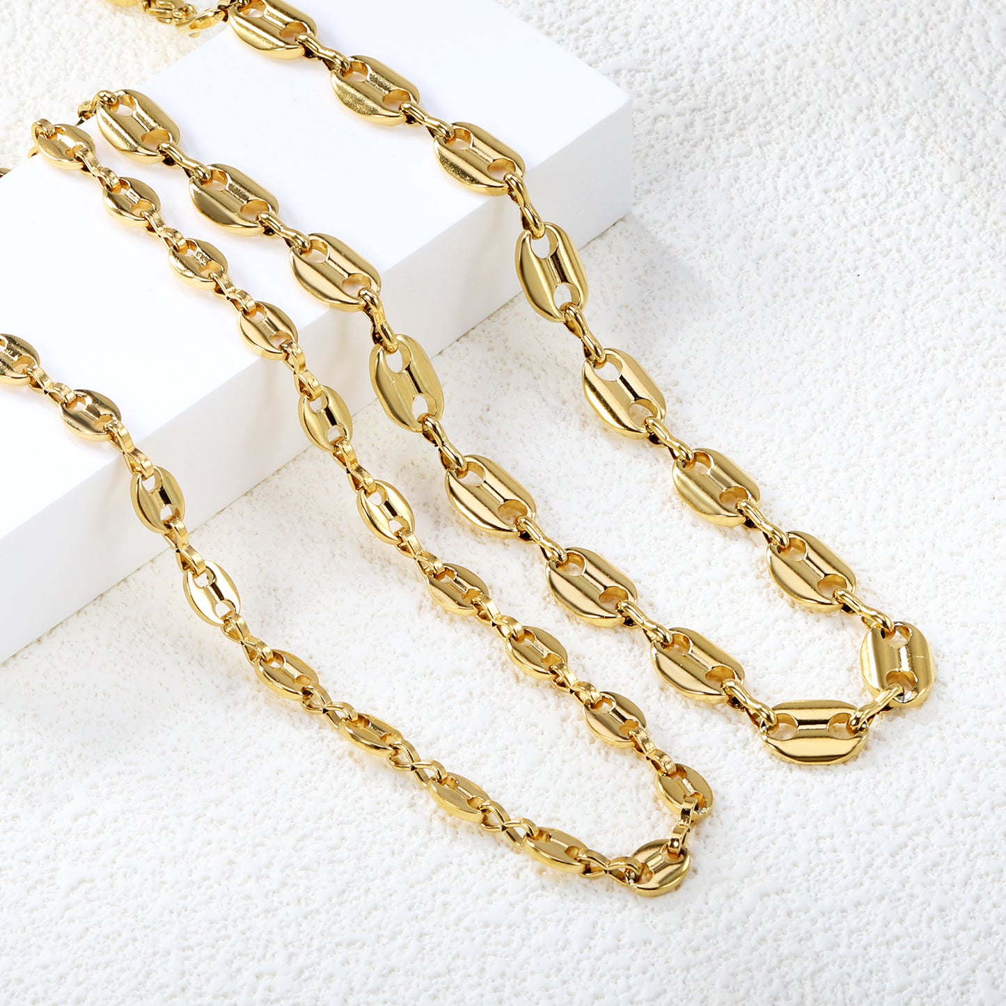 Bulk PVD Gold Minimalist Oval Link Chain Necklace Waterproof