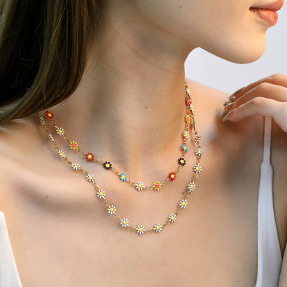 Sweet Daisy Flower Necklace Stainless Steel Non-Tarnish Hypoallergenic
