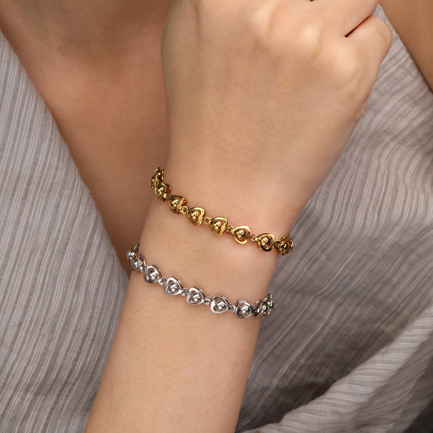 Wholesale Delicate Heart Bracelet | Dainty Gold Chain with Charm Accents