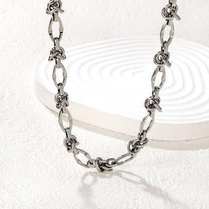 Bulk Silver Industrial Sculpted Knot & Oval Link Necklace