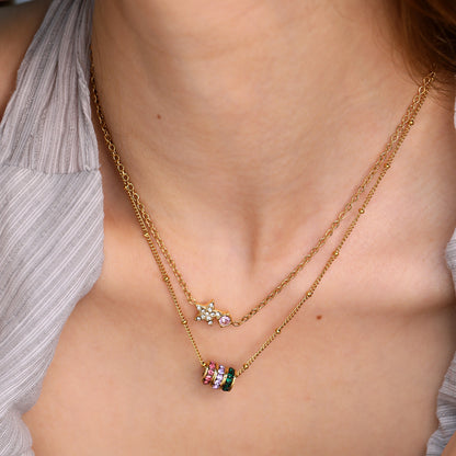 Waterproof 304L Stainless Steel Triple Zircon Necklace