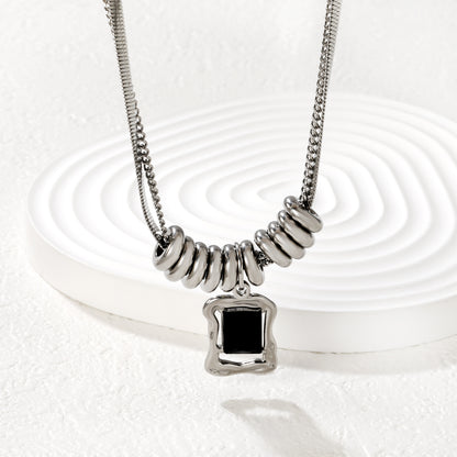 Bulk Silver Sculpted Spiral Ring & Irregular Black Onyx Necklace