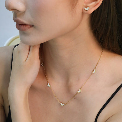 Wholesale Waterproof PVD Gold Sculpted Heart Motif Jewelry Set