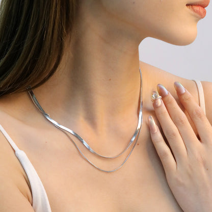 Wholesale Waterproof Silver Triple-Layered Snake Bone Chain