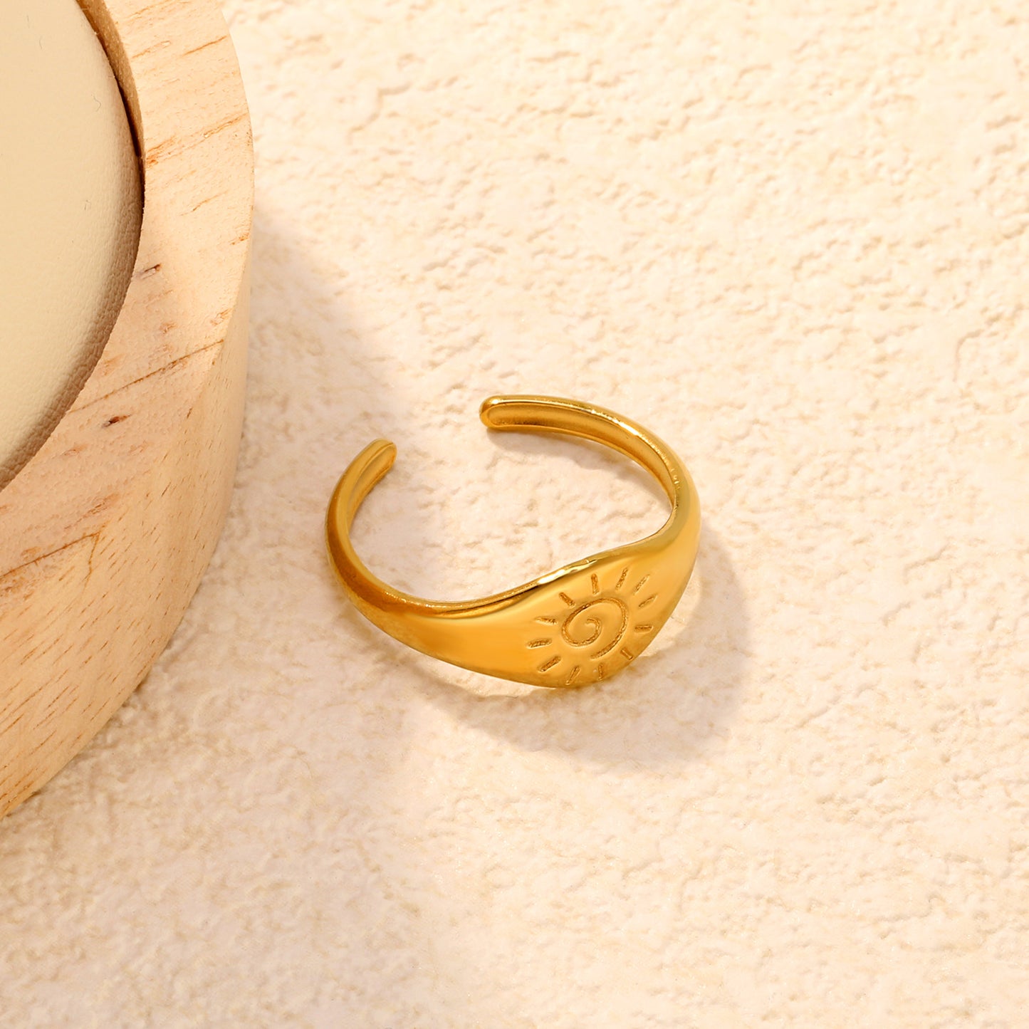 Waterproof 304L Stainless Steel Sun Coin Ring | Daily Protection Gift