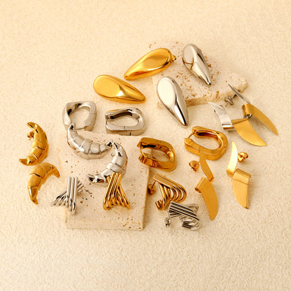 Funny Foodie Jewelry Gold Croissant Earrings Stainless Steel Non-Tarnish