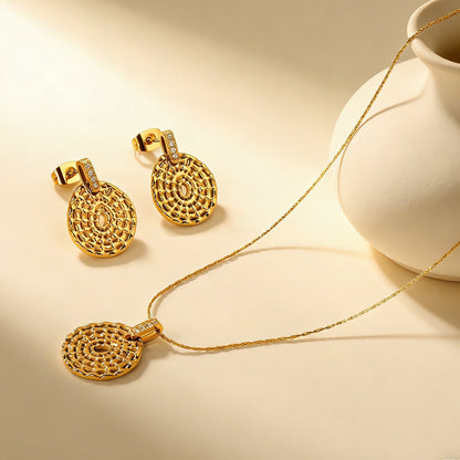 Wholesale 304L Stainless Steel Necklace Woven Oval Zircon Jewelry