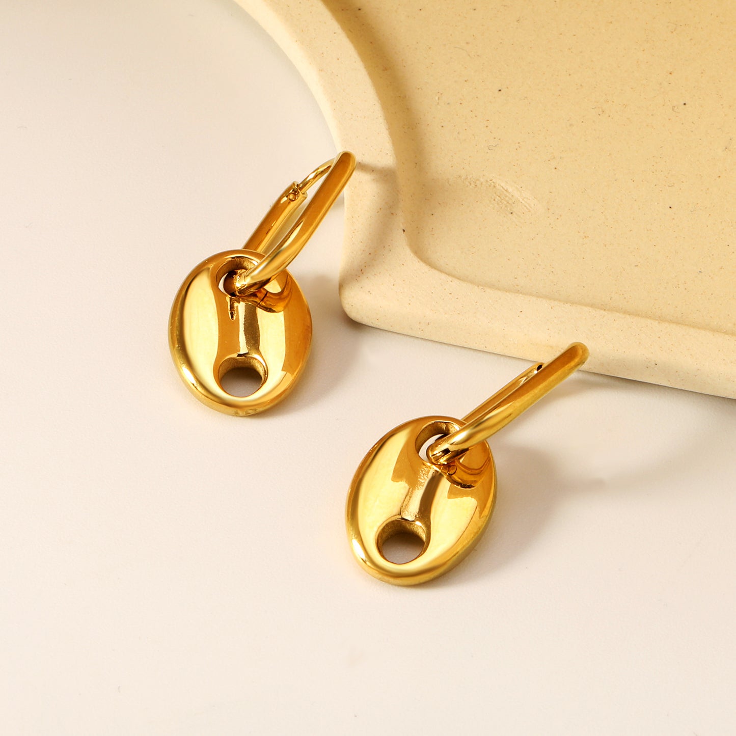 Bulk PVD Gold Charm Hoop Earrings Waterproof