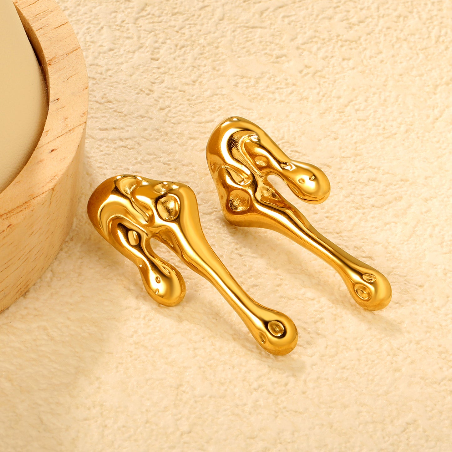 Aesthetic Stainless Steel Liquid Studs | Unique Molten Metal Design