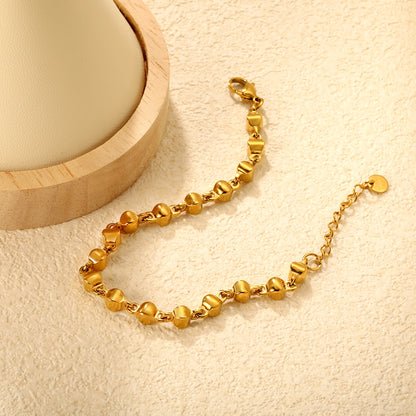 Wholesale Waterproof PVD Gold Contoured Matte Column Link Bracelet