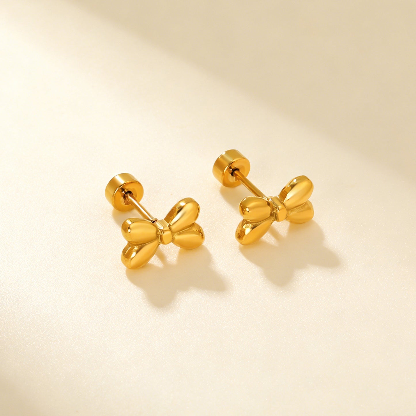Wholesale Stainless Steel Bow Earrings | PVD Gold Ribbon Bulk