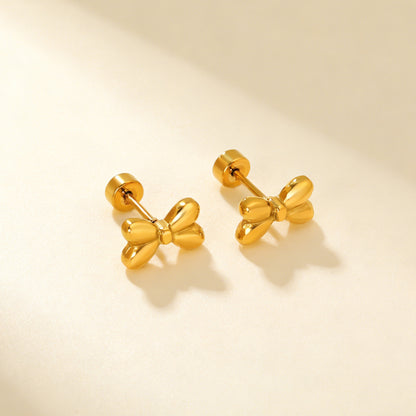 Wholesale Stainless Steel Bow Earrings | PVD Gold Ribbon Bulk