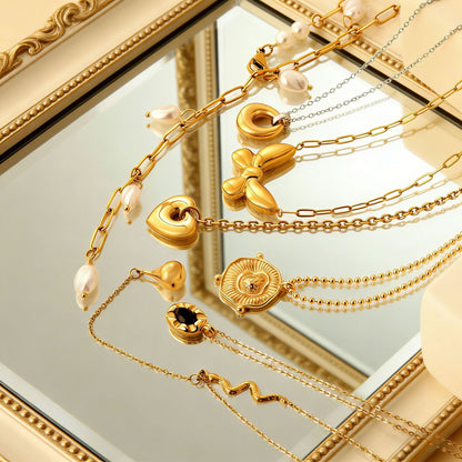 Minimalist Mixed-Metal Gold & Silver Oval Necklace Stainless Steel