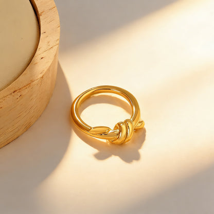 Bulk Gold Plated Knot Ring 304L Steel Closed Stackable Band Hypoallergenic