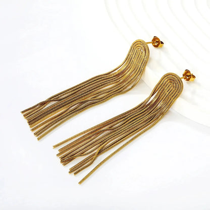 Wholesale Stainless Steel Tassel Earrings | 70mm Snake Chain Bulk