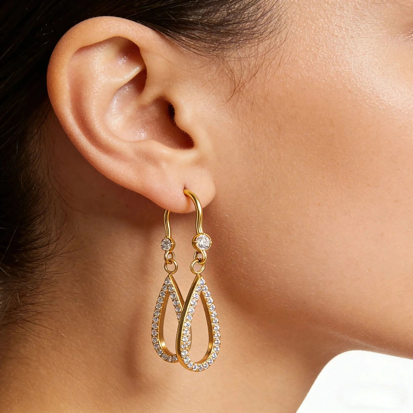 Tarnish-Free Stainless Steel Waterdrop Earrings | Classic Gold Jewelry