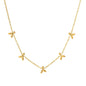 Wholesale Waterproof PVD Gold Sculpted Leaf & Bead Station Necklace