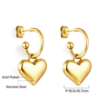 Bulk 18K Gold Heart Ball Stud Earrings Fashion