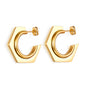Wholesale 18K Gold Hexagon Stud Earrings