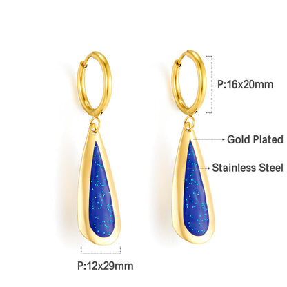 Wholesale 18K Gold Blue Teardrop Hoop Earrings Hypoallergenic