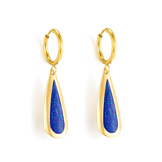 Wholesale 18K Gold Blue Teardrop Hoop Earrings Hypoallergenic