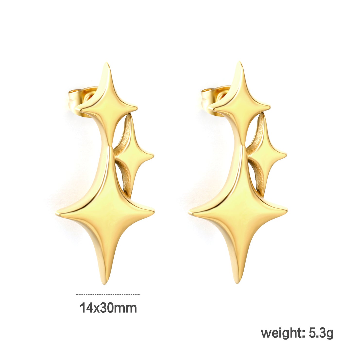 Minimalist North Star Stud Earrings Stainless Steel Waterproof Non-Tarnish
