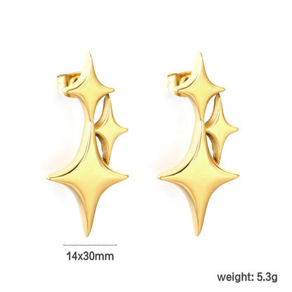 Minimalist North Star Stud Earrings Stainless Steel Waterproof Non-Tarnish