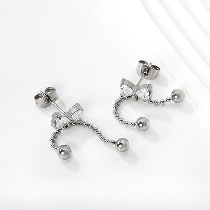 Waterproof 304L Stainless Steel Heart Earrings | Sweet Tassel Studs