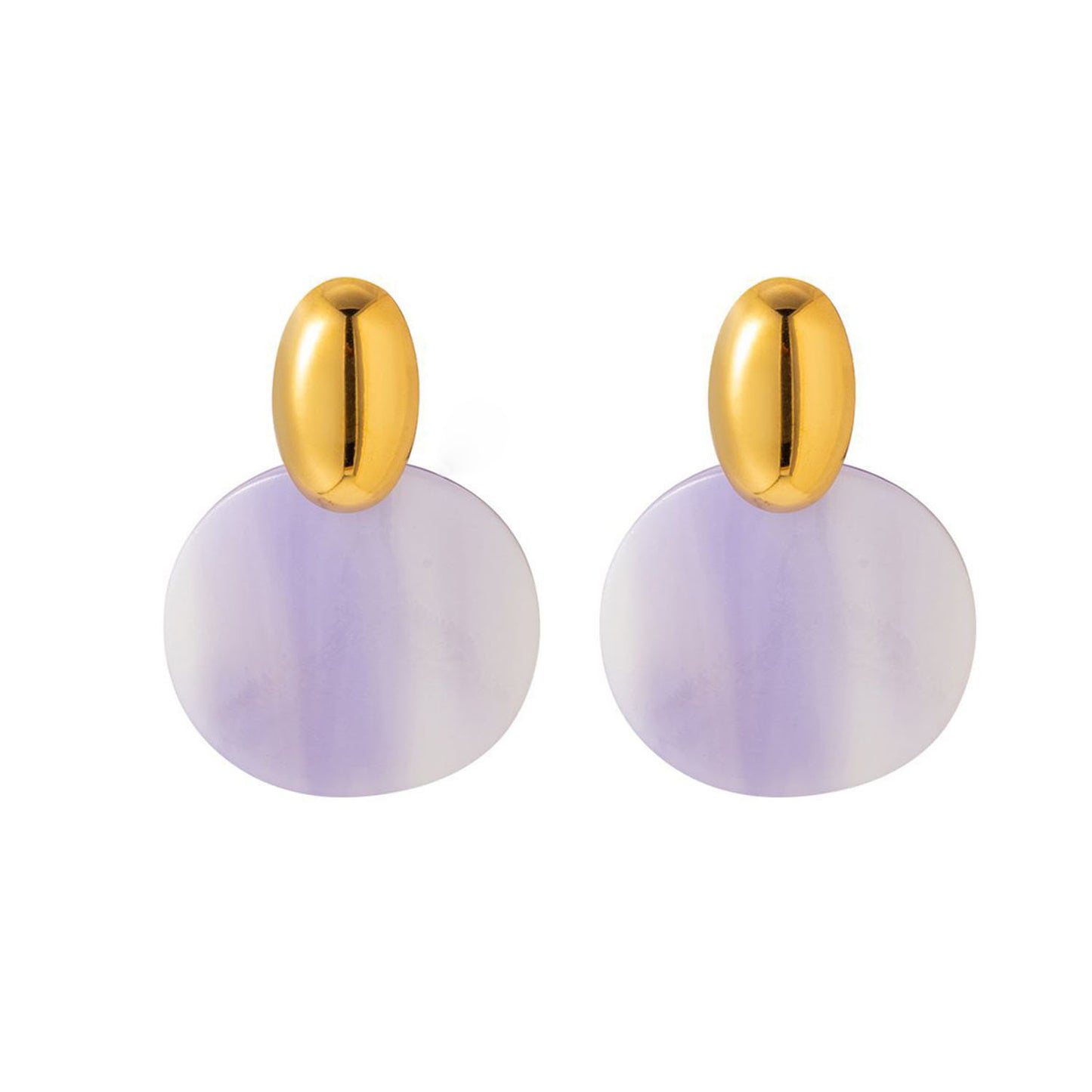 Minimalist Colorful Round Disc Earrings Stainless Steel Tarnish-Free