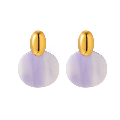 Minimalist Colorful Round Disc Earrings Stainless Steel Tarnish-Free