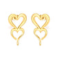 Wholesale Waterproof PVD Gold Sculpted Double Heart Hollow Drops