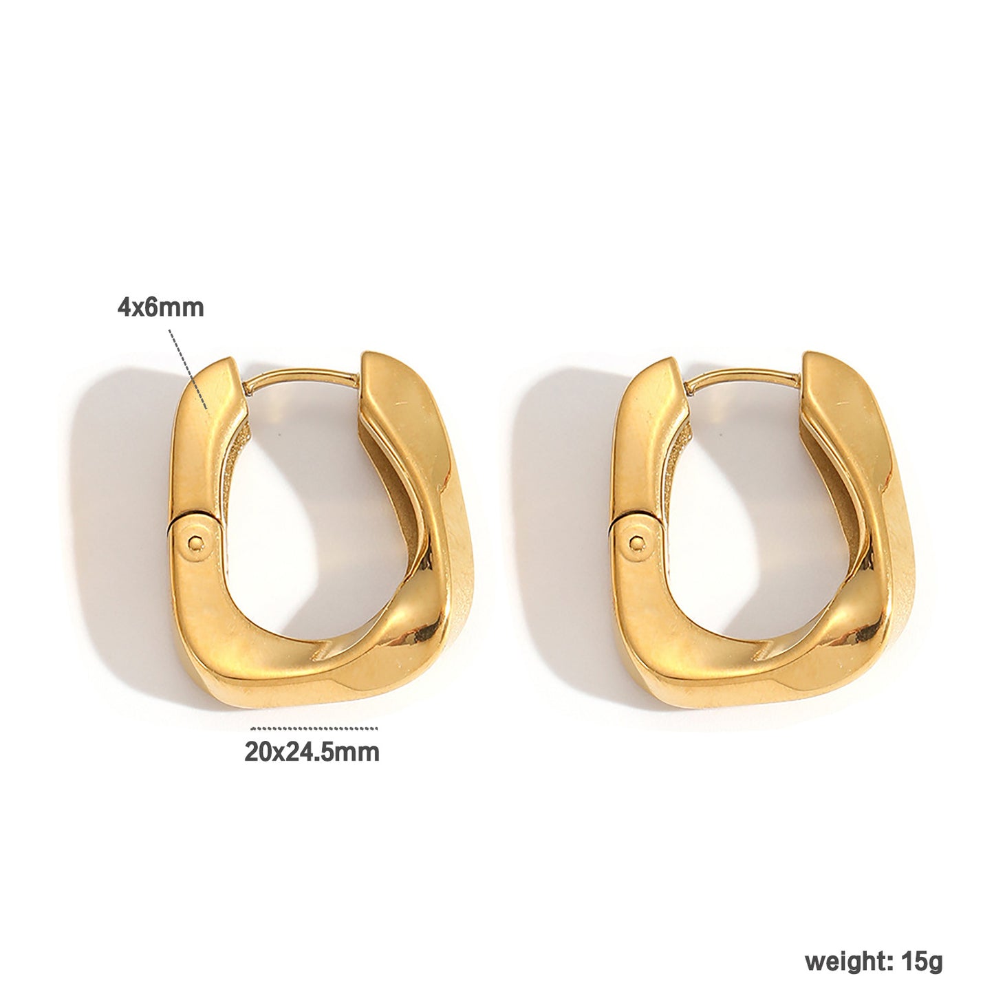 Minimalist Square Domed Huggie Earrings Stainless Steel Tarnish-Free