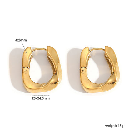 Minimalist Square Domed Huggie Earrings Stainless Steel Tarnish-Free